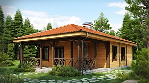 Pritlična lesena hiša, možna tudi v zidani tehnologiji, s teraso, idealna kot  vikend hiša