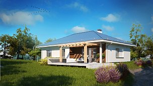Tipski načrt funkcionalne in lepe pritlične hiše, s tremi sobami in štirikapno streho