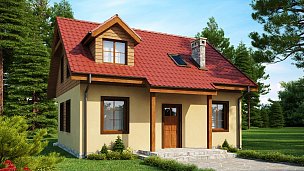 Projekt manjše in funkcionalne hiše z mansardo, projekt tudi v montažni verziji