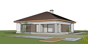 Varianta projekta z96 s pokrito teraso in sprememenjeno obliko oz. potekom strehe