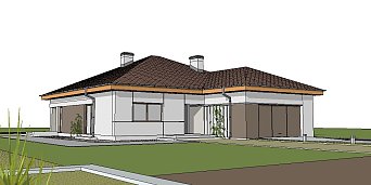 Varianta projekta z96 s pokrito teraso in sprememenjeno obliko oz. potekom strehe