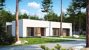 Pritlična hiša, moderne oblike, z enokapno streho, garažo in funkcionalno notranjostjo