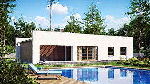 Pritlična hiša, moderne oblike, z enokapno streho, garažo in funkcionalno notranjostjo