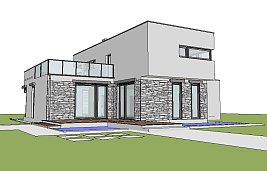Verzija komfortne, moderne hiše Zx46 z optimalnim razporedom prostorov in dvojno garažo