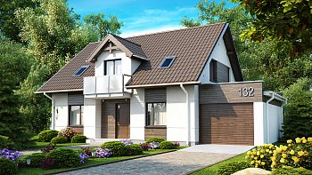 Optimalni projekt hiše, z večjim dnevnim prostorom, kuhinjo, mansardo in kurilnico