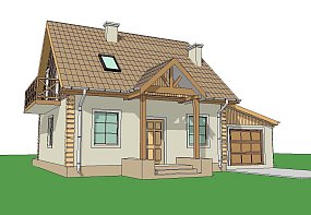 V montažni tehnologiji brez frčad, s stransko garažo, pokrito z enokapno streho