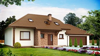 Funkcionalna hiša z mansardo, kuhinjo z dvoriščne strani, sobo v pritličju in garažo