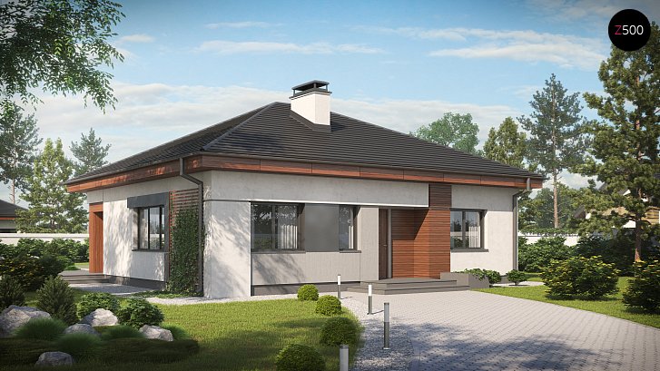 Z273. Z273 je projekt kompaktne, a funkcionalne pritlične hiše, s štirikapno streho.
