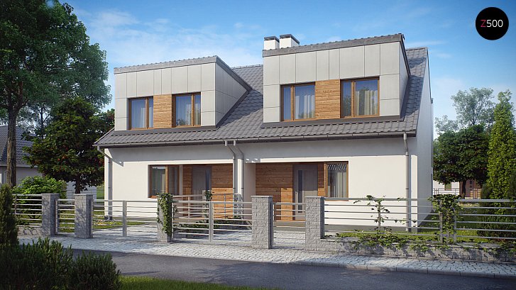 Zb7. Tipski projekt manjše hiše - dvojčka z zanimivimi frčadami