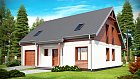 Tipski načrt lepe hiše z garažo in dvokapno streho, primerna tudi za manjše parcele