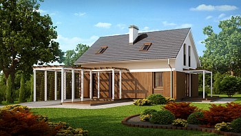 Z213. Projekt manjše mansardne hiše, tradicionalne oblike in z dvokapno streho
