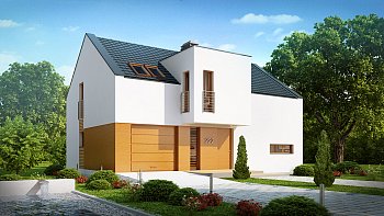 Z222. Načrt hiše s privlačnim, modernim dizajnom, z dvokapno streho in zanimivo frčado