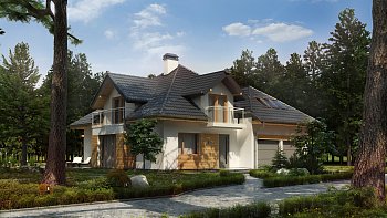 Načrt klasične, večje in funkcionalne mansardne stanovanjske hiše z večkapno streho