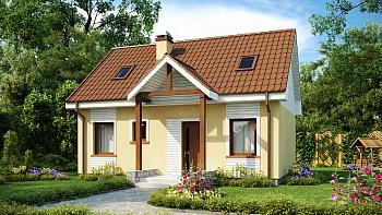 Manjša hiša, enostavne oblike, ugodna za gradnjo, idealna za manjše parcele.