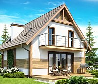 Načrt hiše z dvokapno streho, z ugodno ceno gradnje, idealna tudi za ožje parcele