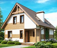 Načrt hiše z dvokapno streho, z ugodno ceno gradnje, idealna tudi za ožje parcele