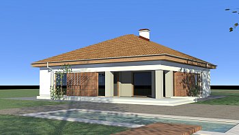 Varianta projekta z96 s pokrito teraso in sprememenjeno obliko oz. potekom strehe