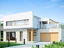 Zx5. Projekt hiše moderne arhitekture z enokapno streho, garažo in prelepo teraso